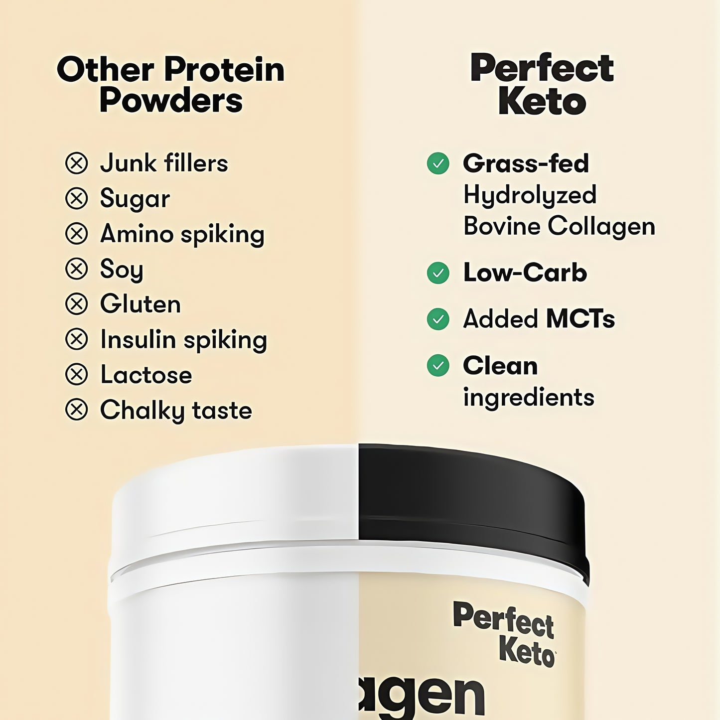 Perfect Keto Collagen Peptides Protein Powder Vanilla Taste