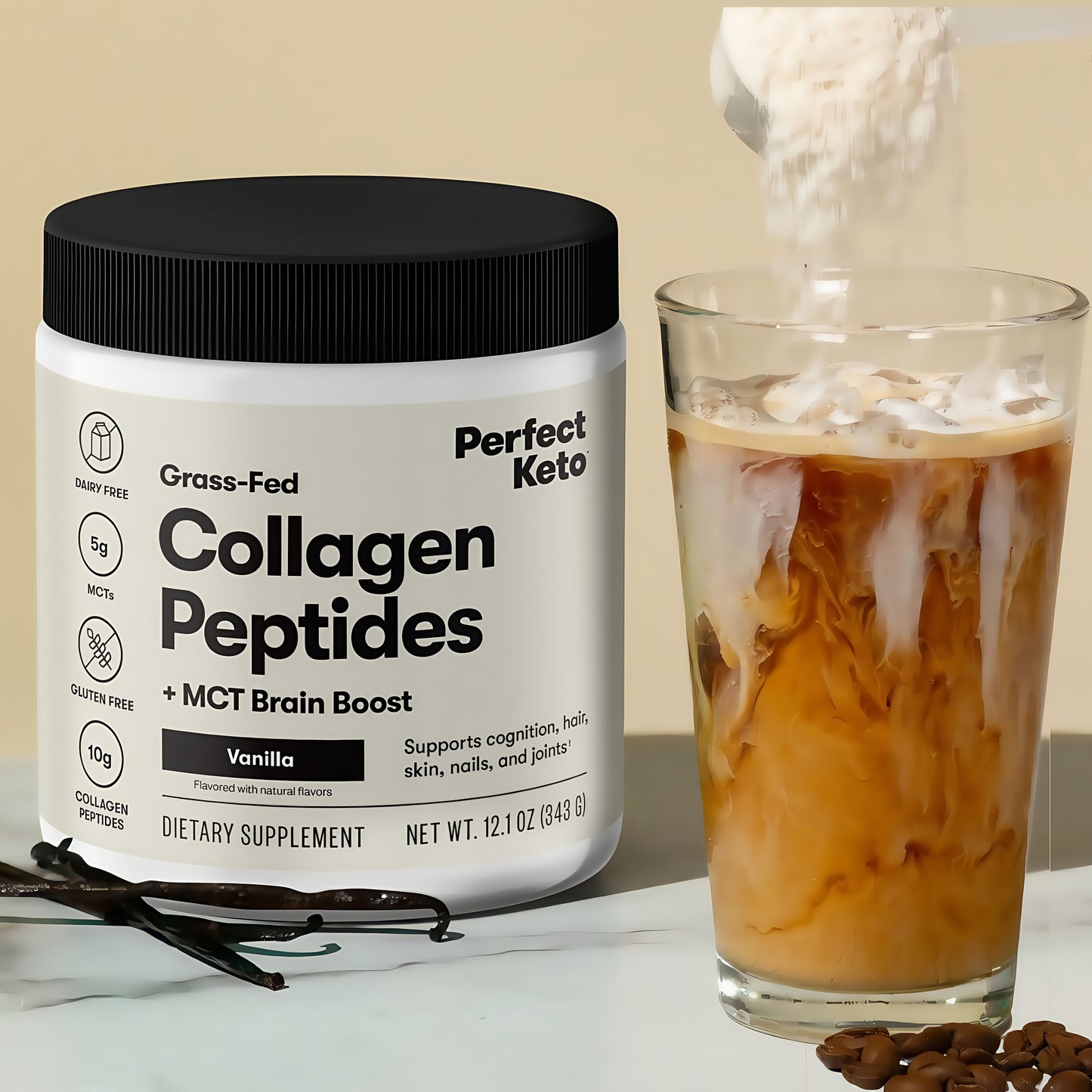Perfect Keto Collagen Peptides Protein Powder Vanilla Taste