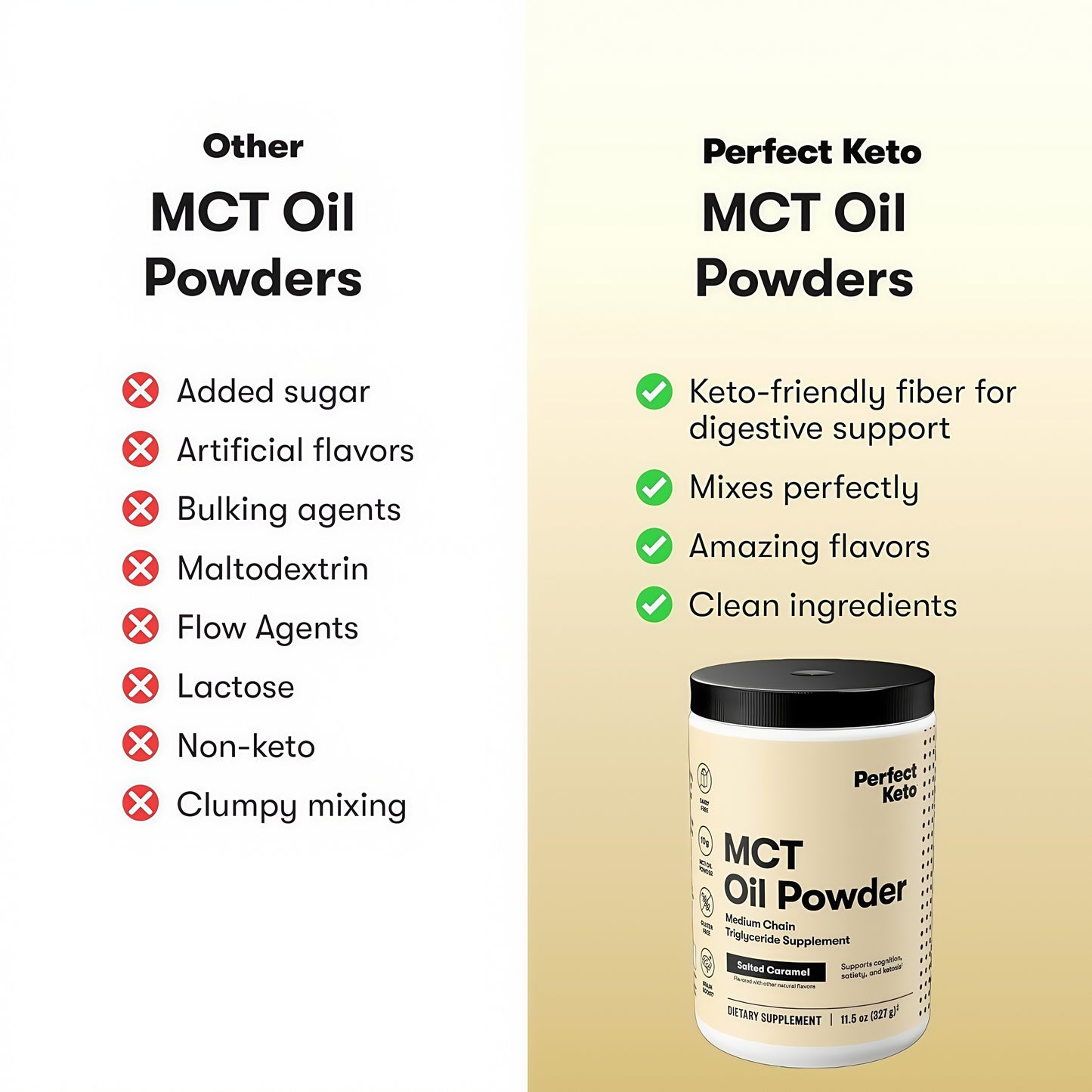 Perfect Keto 7g MCT Oil Powder Non Dairy Coffee Creamer for Keto Diet Salted Caramel Taste