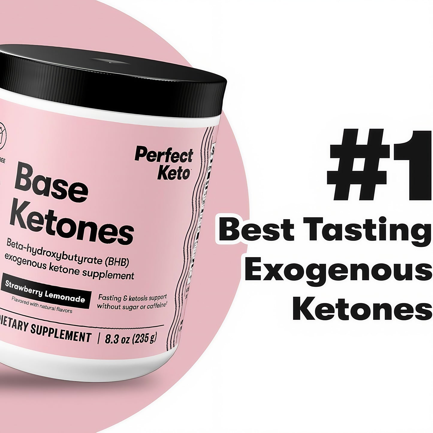 Perfect Keto Exogenous Ketones Powder Strawberry Lemonade Taste