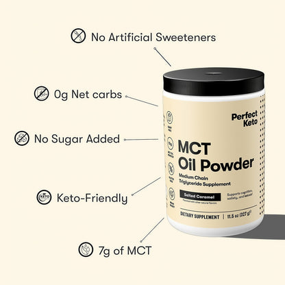 Perfect Keto 7g MCT Oil Powder Non Dairy Coffee Creamer for Keto Diet Salted Caramel Taste